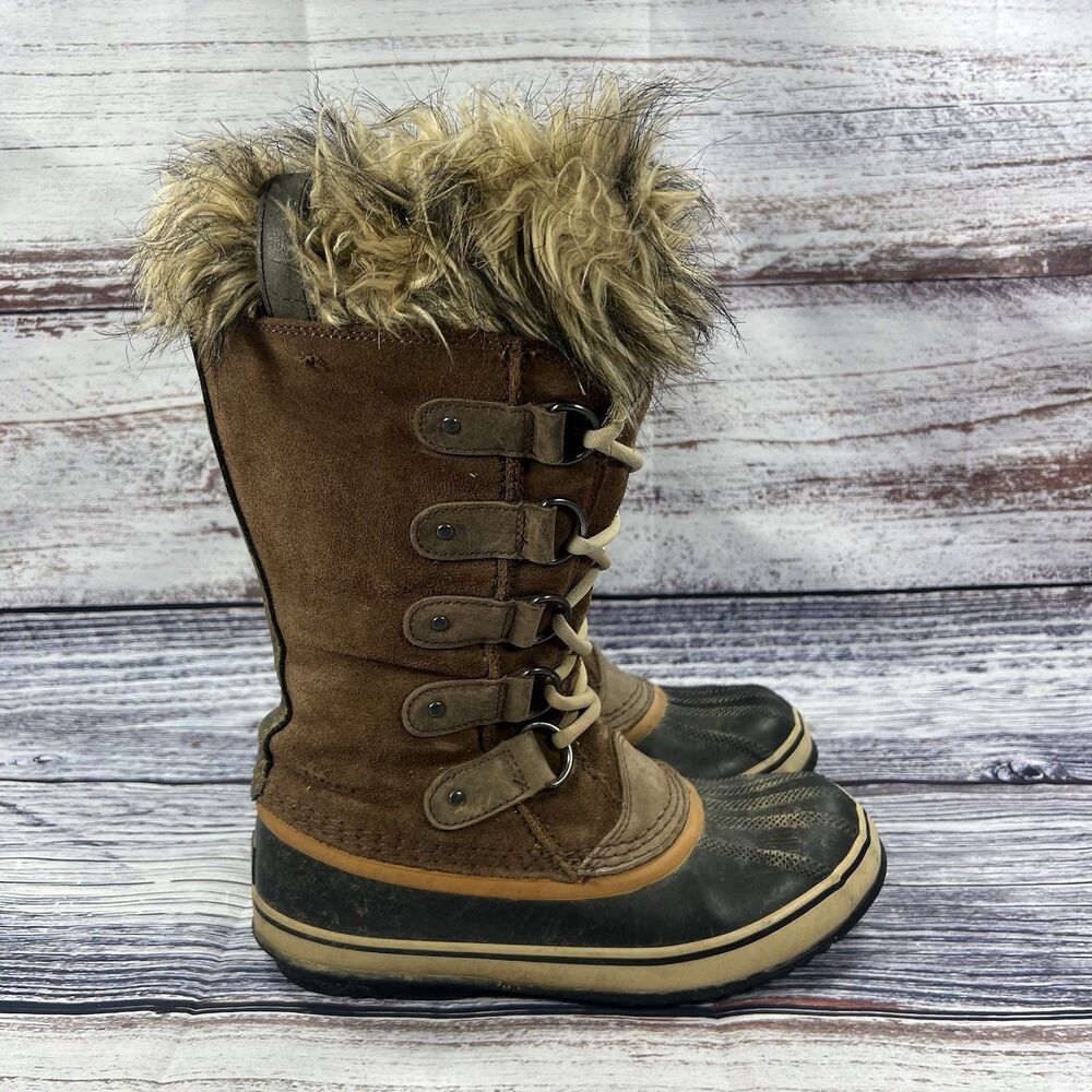 Sorel Joan Of Arctic Waterproof Brown Suede Tall Snow Boots Shoes Women’s Size 7